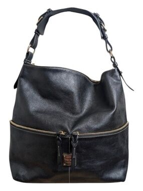 Dooney & Bourke LIKE NEW Black Leather Shoulder Hobo with Gold Hardware